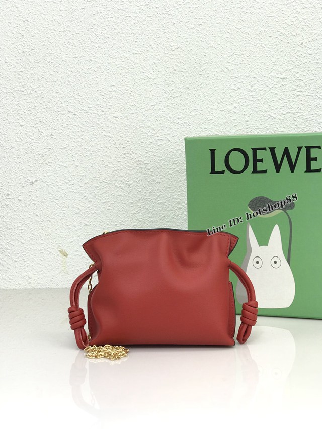 Loewe專櫃2022新款Flamenco小福袋手機包 羅意威純色全皮束口抽繩小挎包手機包 10853 lyw1051